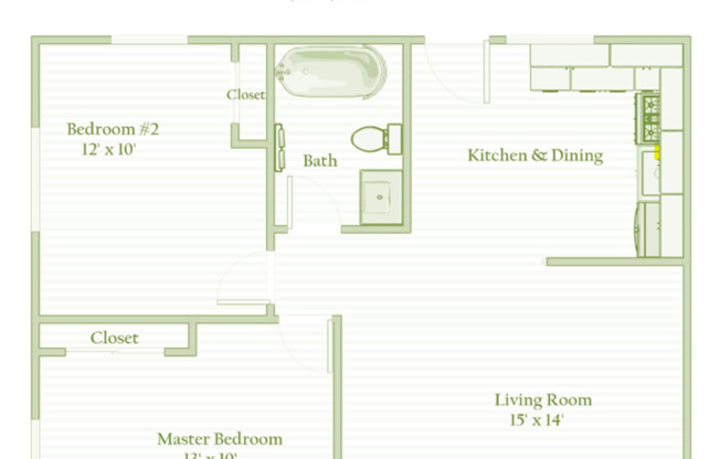 2 beds, 1 bath, $945, Unit 2461