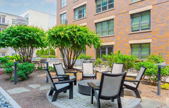grill area courtyard with outdoor seating