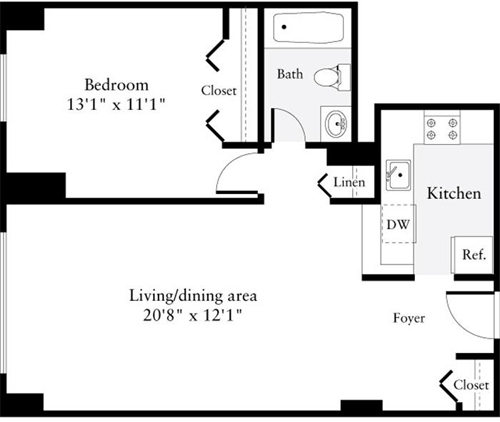 1 bed, 1 bath, 535 sqft, $1,974