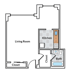 Studio, 1 bath, 539 sqft, $1,562