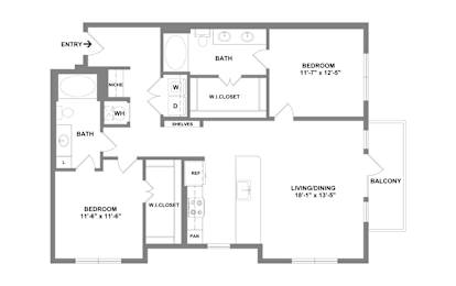 2 beds, 2 baths, 1,235 sqft, $2,399