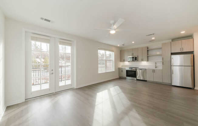 Living Room and Kitchen with Hard Surface Flooring