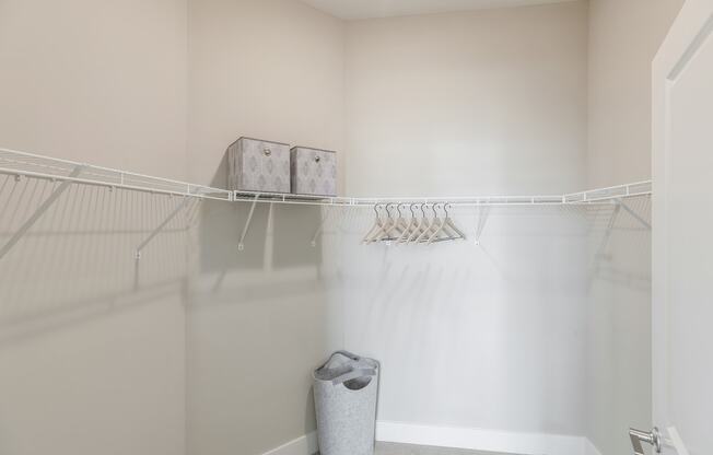 The Airdrie at Paoli Station walk-in closet with white wired shelves