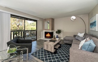 Parkside Apartments living room and balcony view