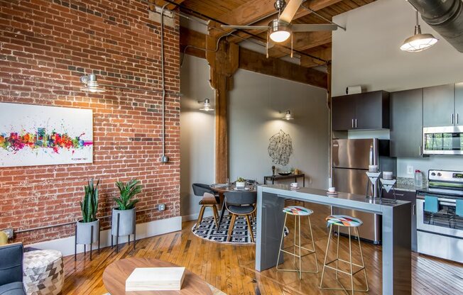 Living Area With Kitchen View at The Hudson, Richmond, 23224