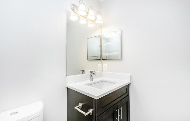 a sink and a mirror