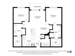 2 beds, 2 baths, 1,153 sqft, $2,625