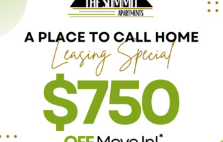 The Summit Apartments offering a leasing special of $750 off move-in.