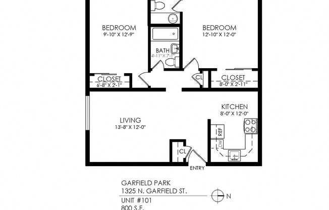2 beds, 1 bath, 860 sqft, $1,850