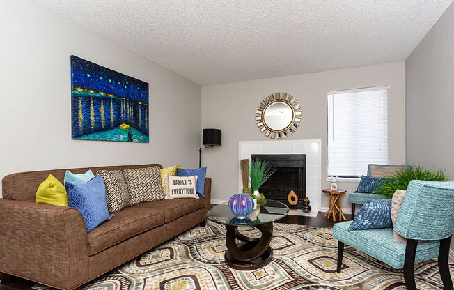 Modern Living Room at Water Ridge Apartments, CLEAR Property Management, Irving, Texas