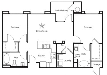 2 beds, 2 baths, 1,005 sqft, $2,970