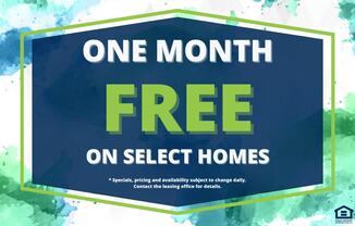 A promotional image offering a free month on select homes.