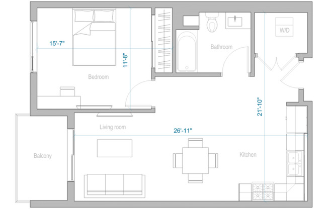 1 bed, 1 bath, 493 sqft, $2,545, Unit 427