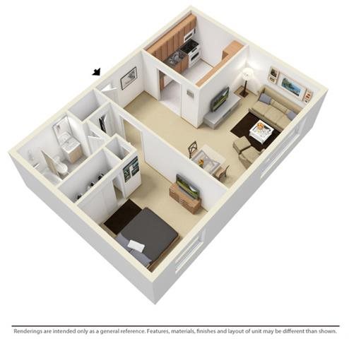1 bed, 1 bath, 600 sqft, $946