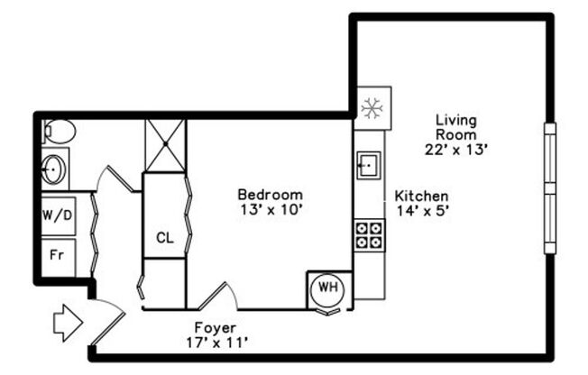 1 bed, 1 bath, 527 sqft, $1,199, Unit 206