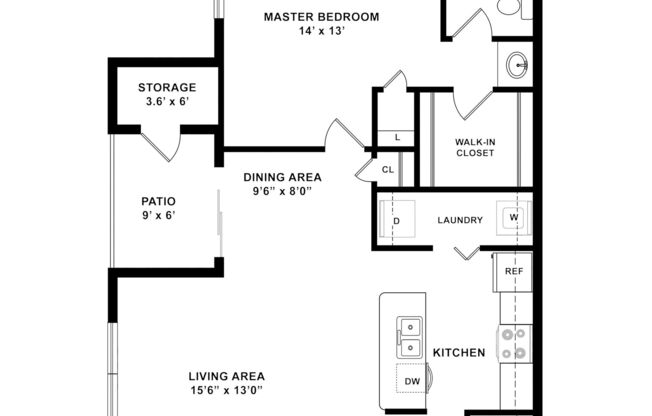 1 bed, 1 bath, 825 sqft, $1,349