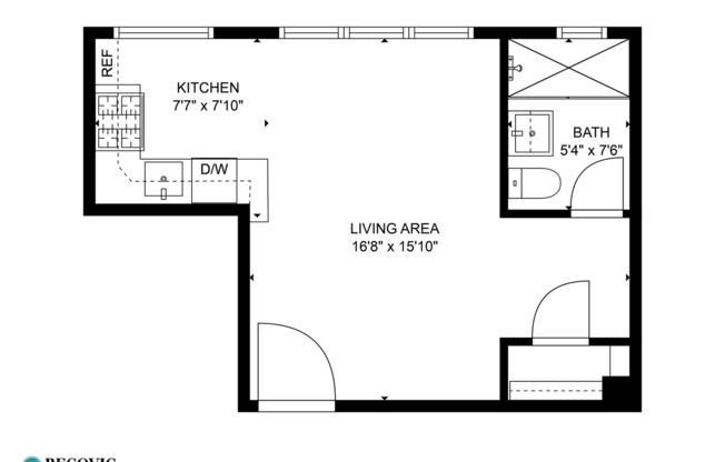Studio, 1 bath, 313 sqft, $1,450, Unit 410