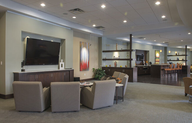Resident Lounge with Media at Crescent Centre Apartments, Louisville, KY, 40202