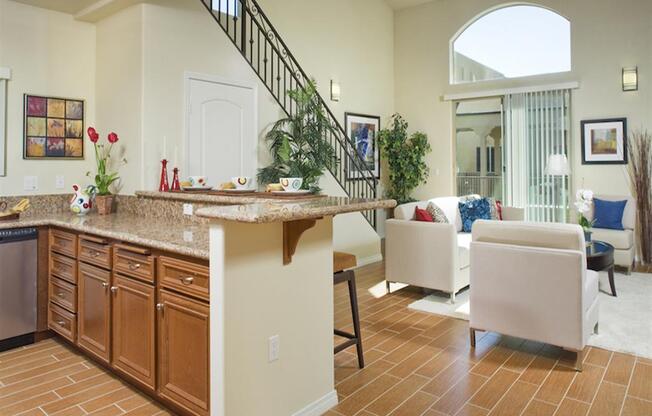 Spacious Living Room With Plank Flooring at The Verandas, California, 91304