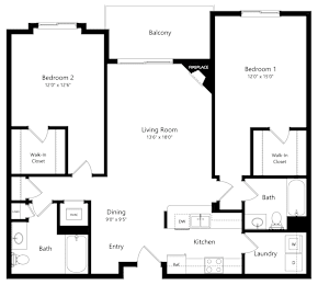 2 beds, 2 baths, 1,198 sqft, $1,530