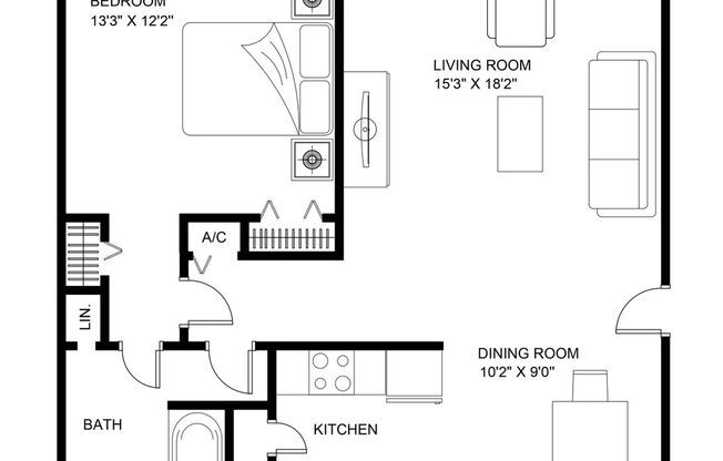 1 bed, 1 bath, 728 sqft, $895, Unit A10