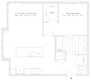 1 bed, 1 bath, 764 sqft, $2,555