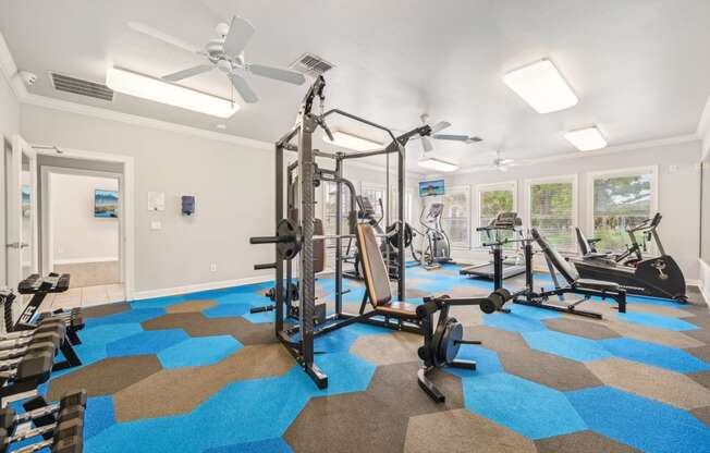 the gym at the preserve at green trees apartments sc