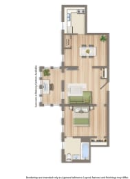 1 bed, 1 bath, 864 sqft, $2,110