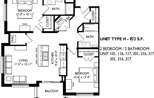 2 beds, 2 baths, 972 sqft, $1,495, Unit 1211-300