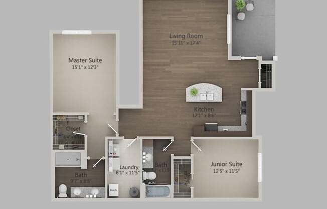 2 beds, 2 baths, $2,036