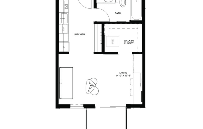 Studio, 1 bath, 427 sqft, $1,150, Unit 210