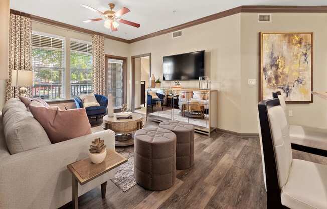 a living room with a couch and a tv