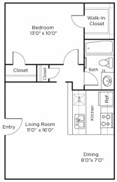 1 bed, 1 bath, 675 sqft, $995