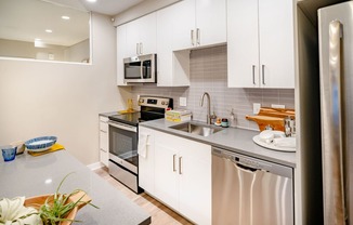 Kitchen with stainless steel appliances