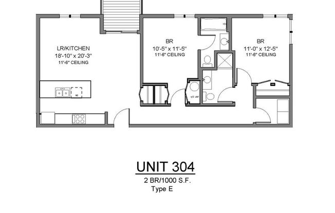 2 beds, 2 baths, 1,025 sqft, $1,895, Unit 304