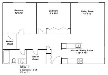 2 beds, 1 bath, 900 sqft, $1,540