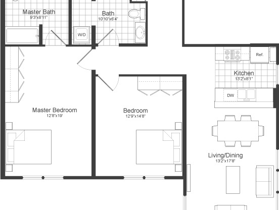 2 beds, 2 baths, 1,176 sqft, $4,400