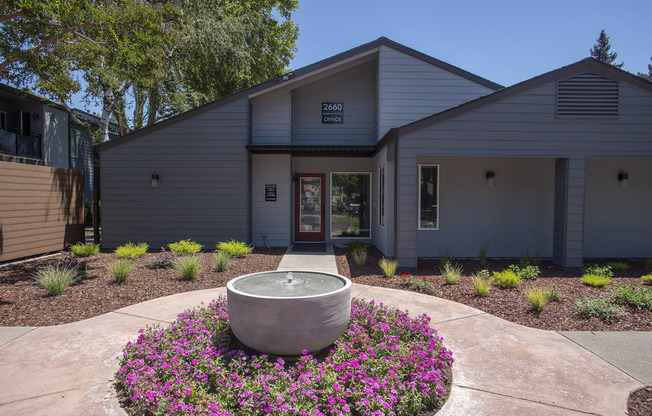 Pheasant Pointe Remodeled Clubhouse Exterior Fountain