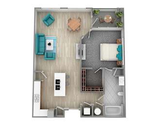 1 bed, 1 bath, 769 sqft, $1,316