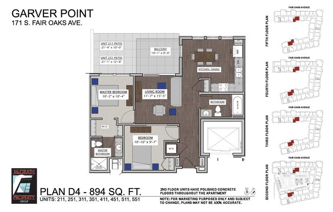 2 beds, 2 baths, 894 sqft, $2,125, Unit 311