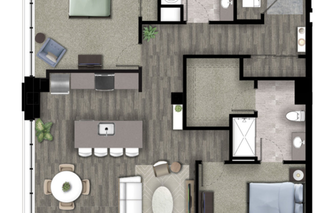 2 beds, 2 baths, 1,266 sqft, $2,260, Unit 300