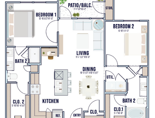 2 beds, 2 baths, 1,014 sqft, $1,610