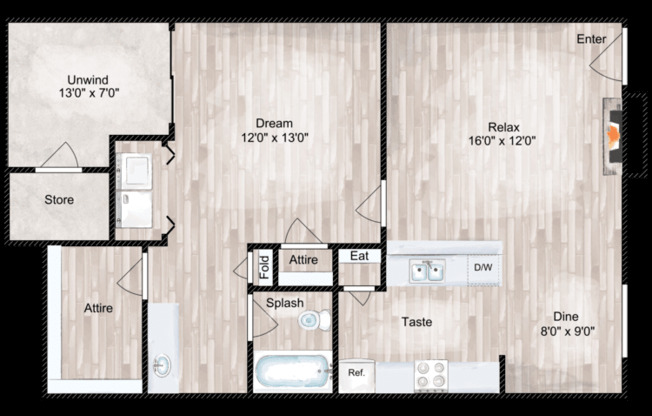 1 bed, 1 bath, 700 sqft, $779