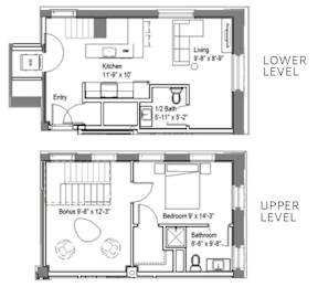 1 bed, 1 bath, 823 sqft, $1,720