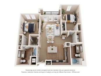 2 beds, 2 baths, 1,154 sqft, $1,580