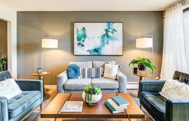 Modern Living Room at ReNew at Neill Lake, Eden Prairie, MN, 55344