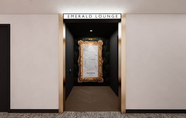 Entrance to the speakeasy-style Emerald Lounge at Modera Beaverton.