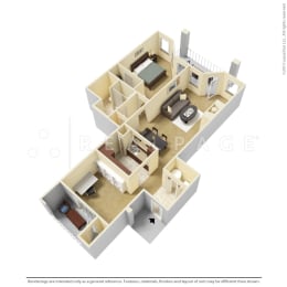 Washington 1037sf Floor Plan  at Centennial Park Apartments, Overland Park, 66213