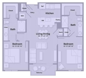 2 beds, 2 baths, 1,077 sqft, $2,597