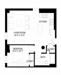 1 bed, 1 bath, 629 sqft, $1,245